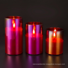 3D real flame pillar red color candle